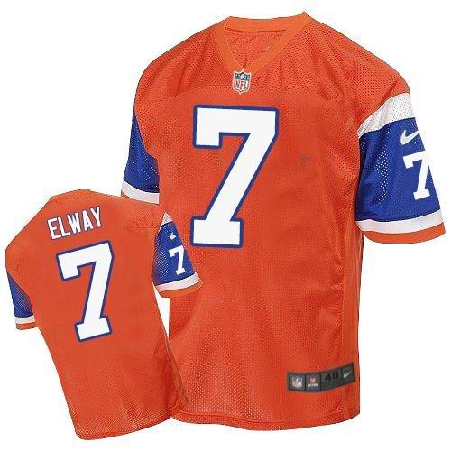 Nike Broncos #7 John Elway Orange Throwback Men's Stitched NFL Elite Jersey